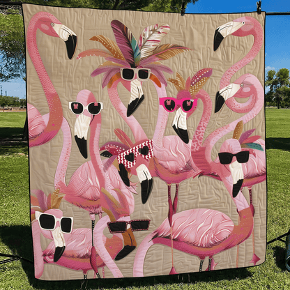 Tropical Flamingo Quilted Blanket