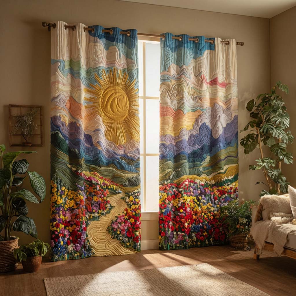 Flower Path Quilted Curtains