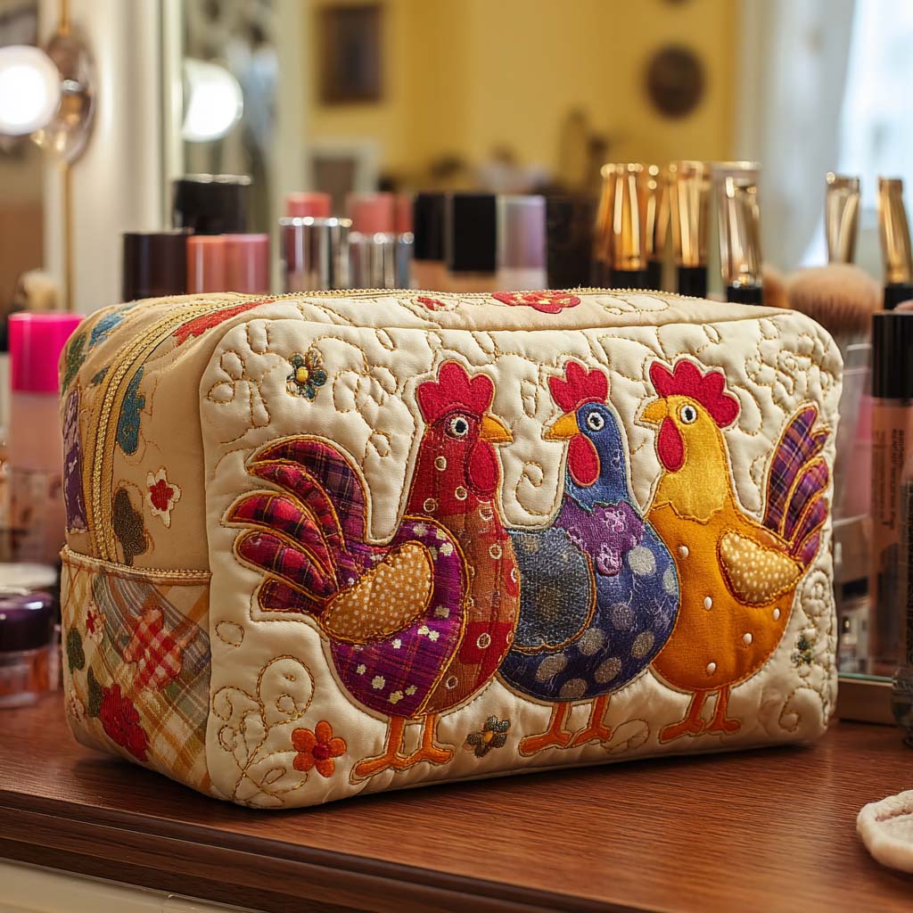Dreaming Chicken Quilted Toiletry Bag
