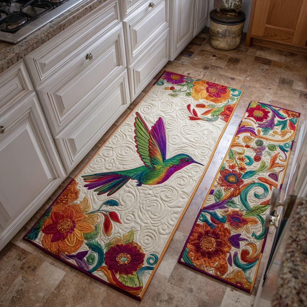 Elegant Hummingbird 2-Piece Kitchen Mat Set – Elyse