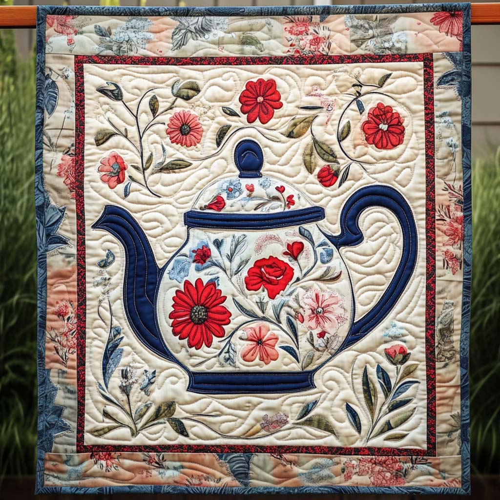Botanical Teapot Textile Wall Art