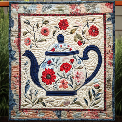 Botanical Teapot Textile Wall Art