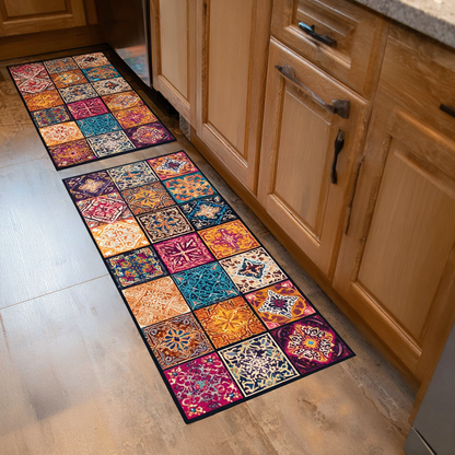Elegant Flowers 2-Piece Kitchen Mat Set