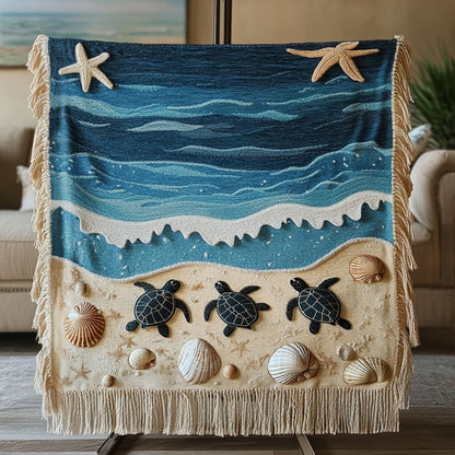 Waves and Shells Quilted Throw