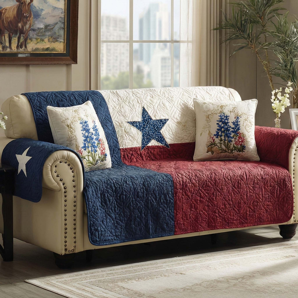 in American Style Quilted Sofa Cover