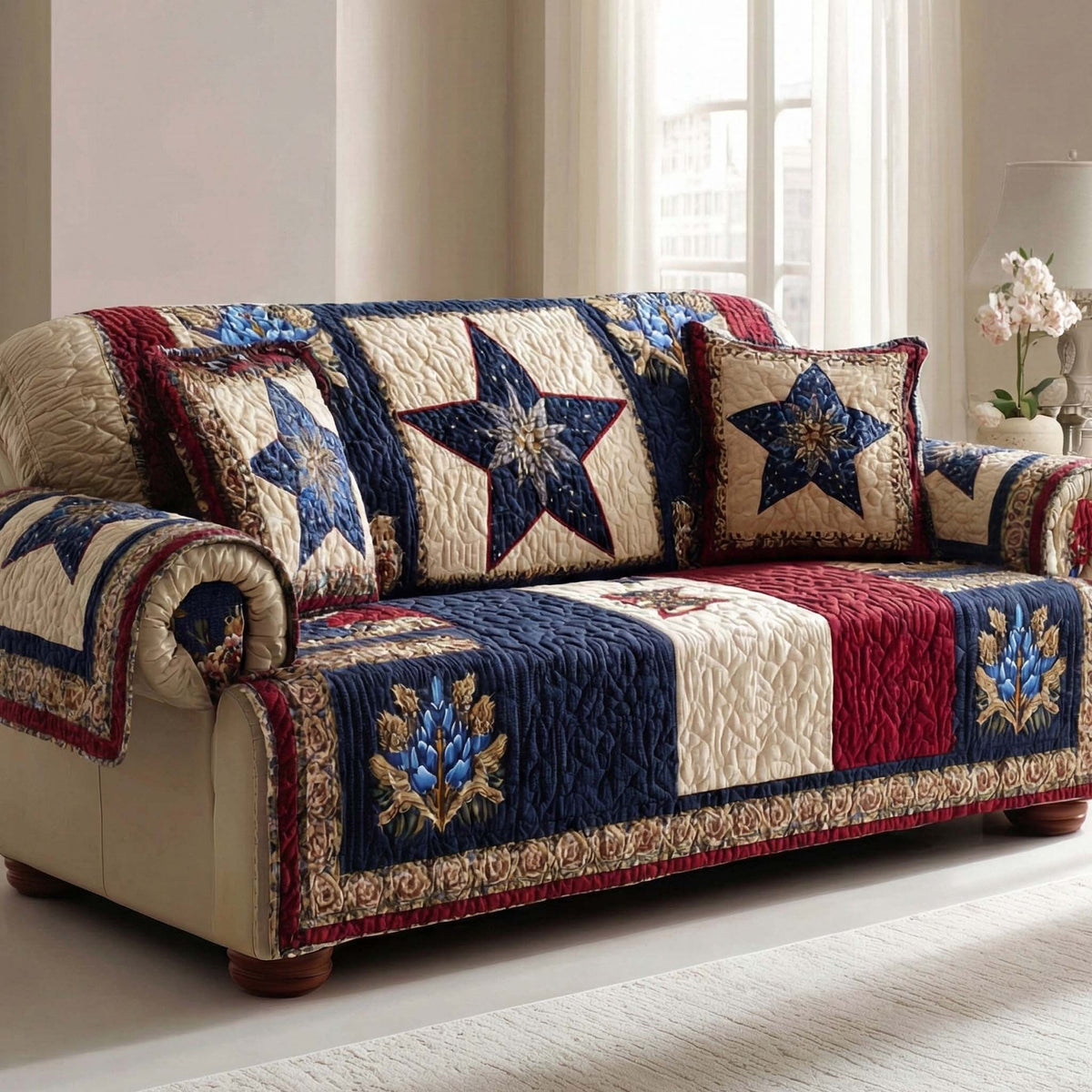 in American Style Quilted Sofa Cover