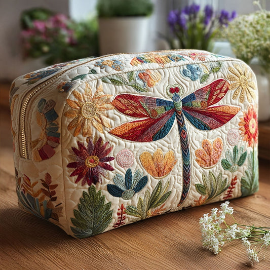 Dragonfly in Sky Blue Quilted Toiletry Bag