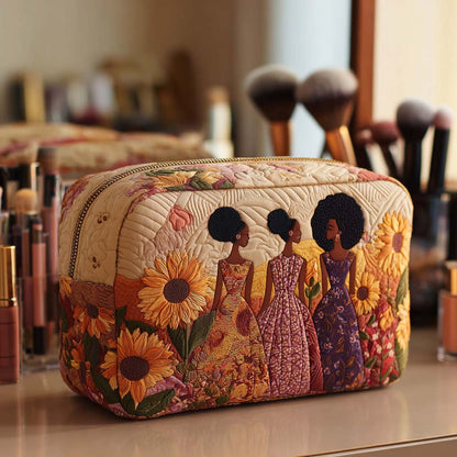 Bright Sunflowers Quilted Toiletry Bag