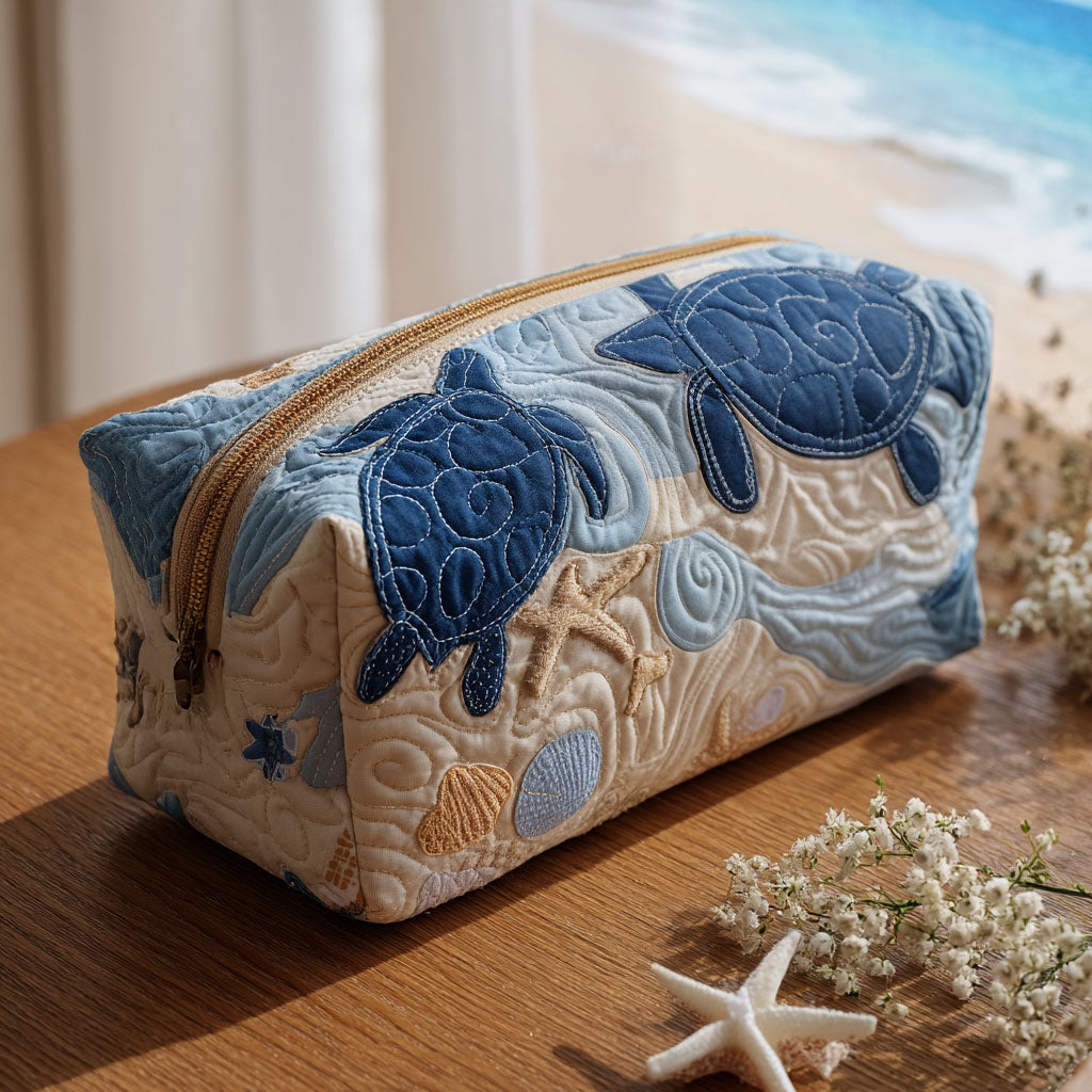 Blue Shells Quilted Toiletry Bag