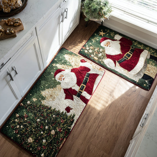 Golden Santa 2-Piece Kitchen Mat Set
