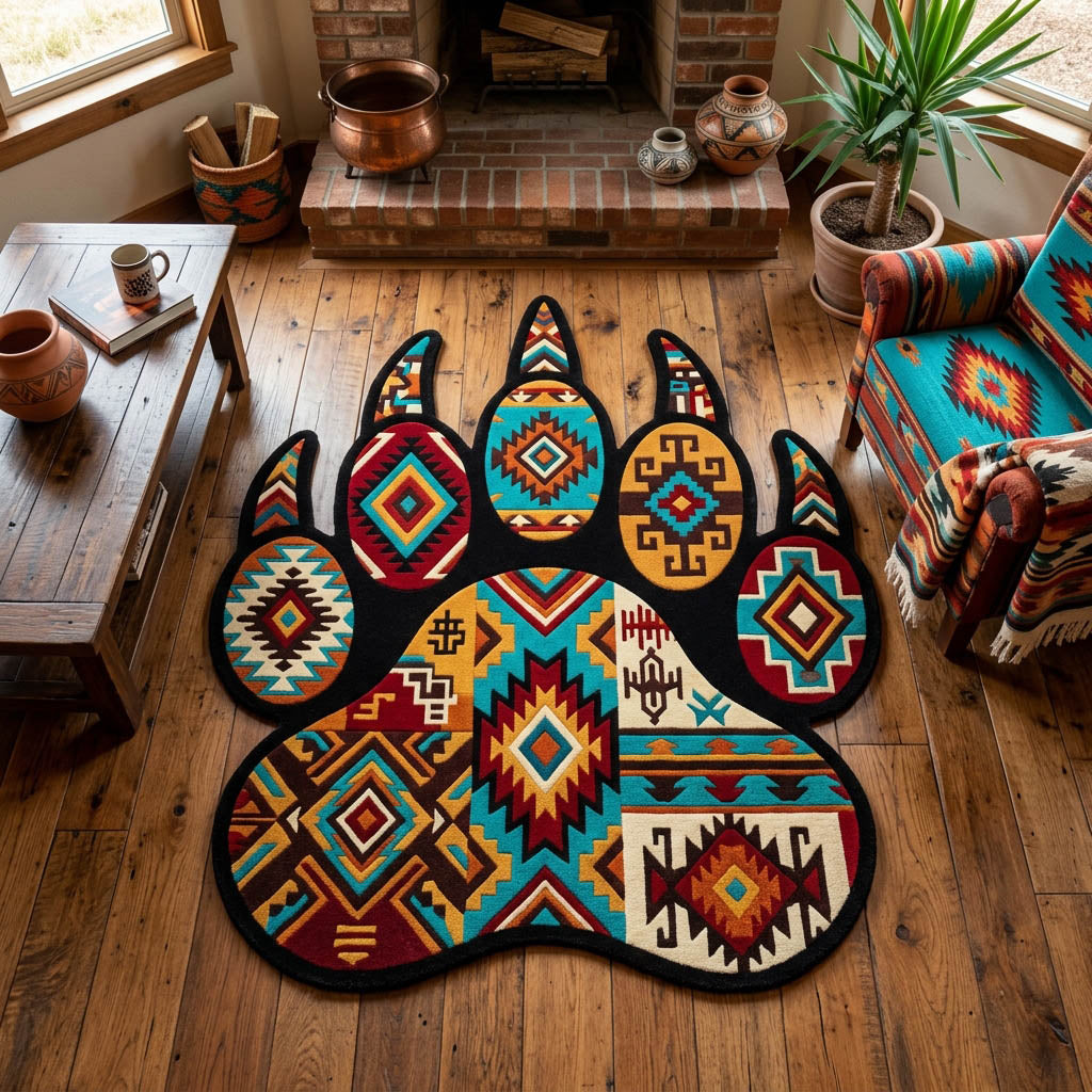 Tribal Paw Shaped Area Rug