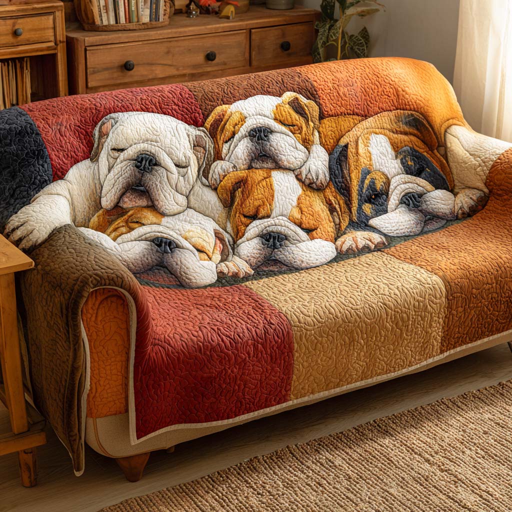 Bulldog Quilted Sofa Cover
