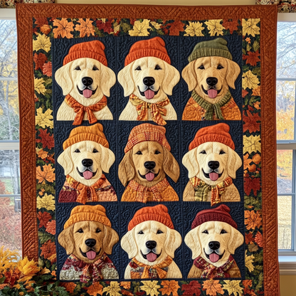 Autumn Retriever Quilted Blanket