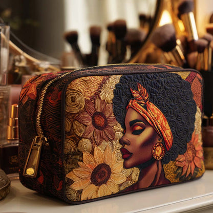 Embroidered Floral Pattern Quilted Toiletry Bag – Gabriella