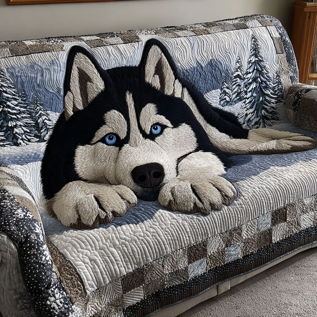 Snow Landscape Still Quilted Sofa Cover