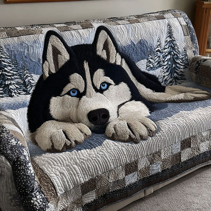 Snow Landscape Still Quilted Sofa Cover
