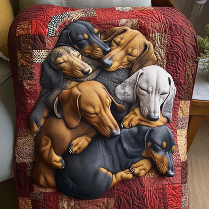 Dachshund Delight Quilted Blanket