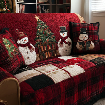 Snowmen of Snow Quilted Sofa Cover