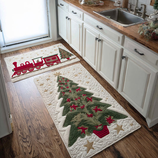 Christmas Tree & Pines 2-Piece Kitchen Mat Set