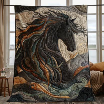 Dynamic Horses Quilted Blanket