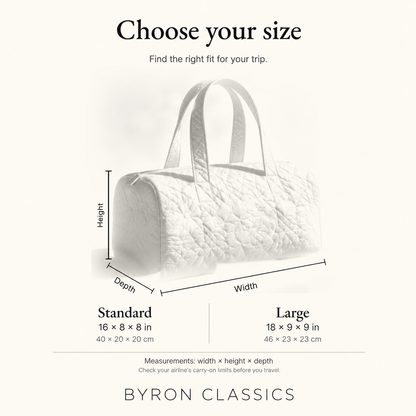 Quilted weekend duffle bag size guide