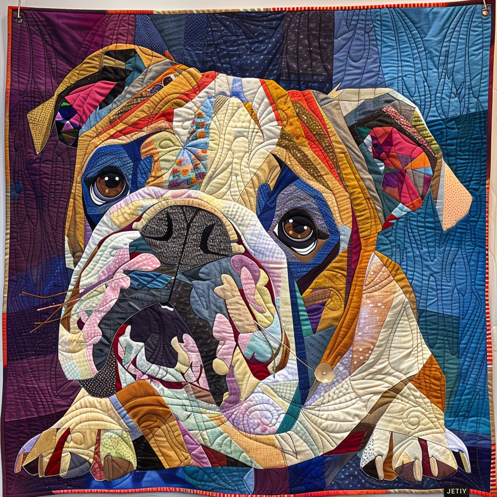Cozy Bulldog Quilted Blanket