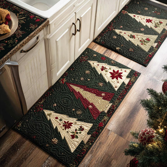 Golden Christmas Pines 2-Piece Kitchen Mat Set