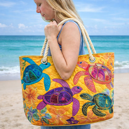 Mosaic Turtles Quilted Beach Bag
