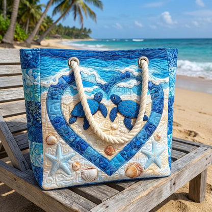 Turtle Heart Quilted Beach Bag