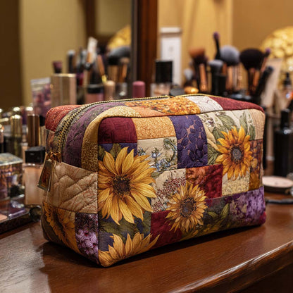 Golden Flower Quilted Toiletry Bag – Hazel