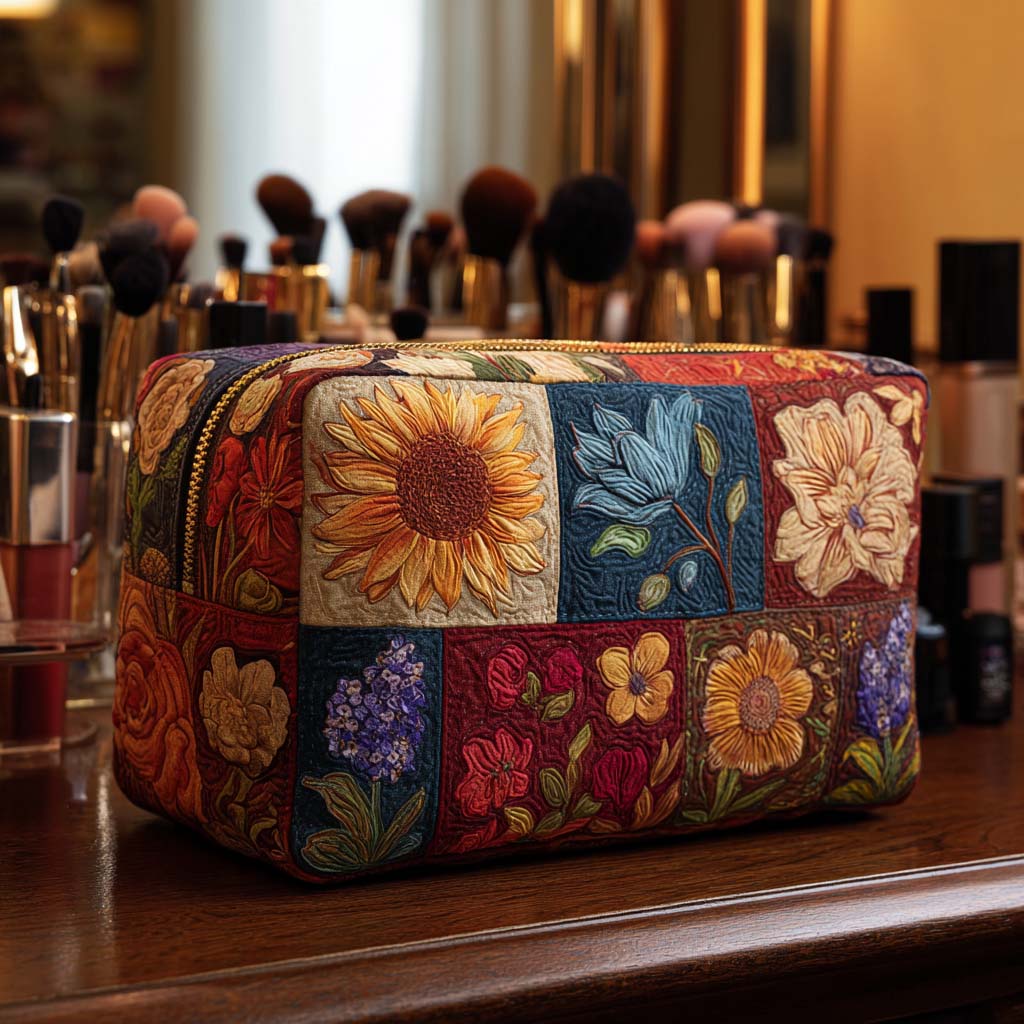 Flowers Quilted Toiletry Bag