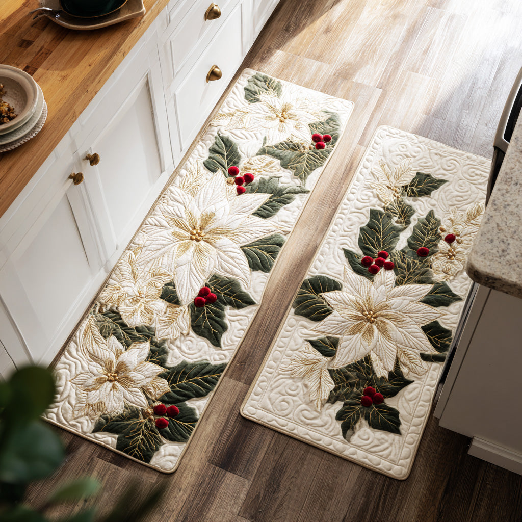 Christmas Blooms 2-Piece Kitchen Mat Set