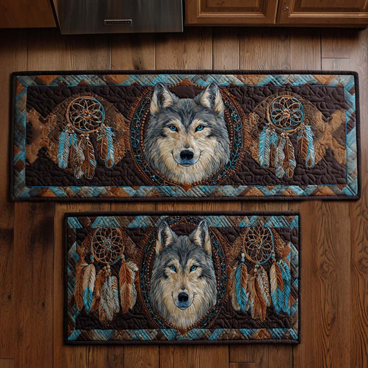 Wolf and Dreamcatcher 2-Piece Kitchen Mat Set