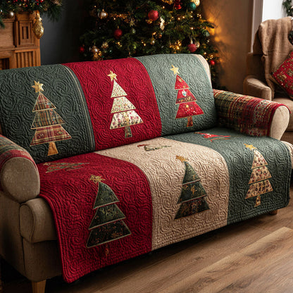 Pine Christmas Quilted Sofa Cover