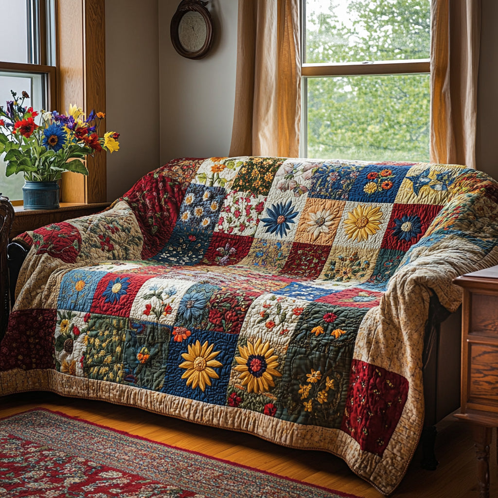 Garden Sunlight Quilted Sofa Cover