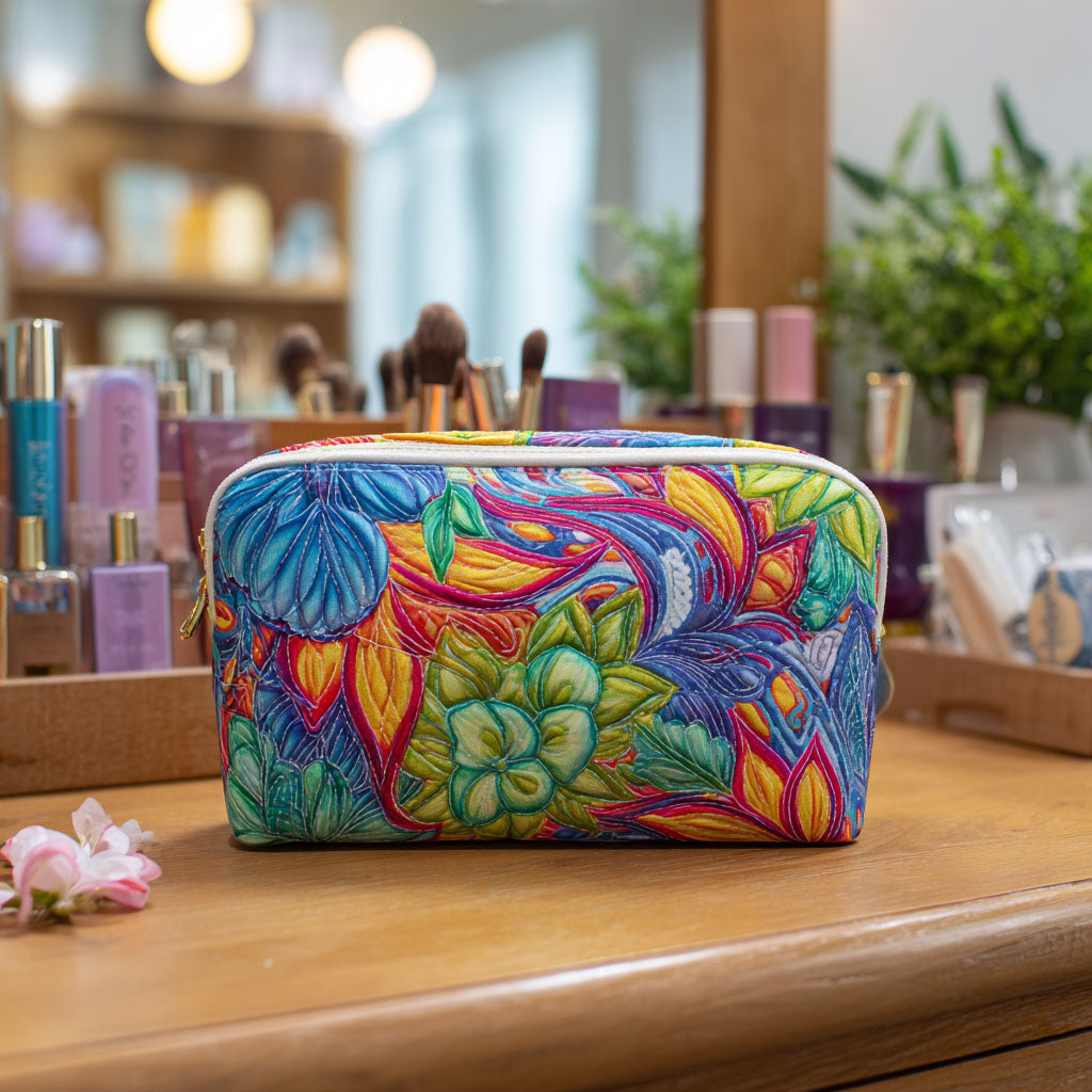 Flowers and Branches Quilted Toiletry Bag