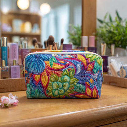 Flowers and Branches Quilted Toiletry Bag