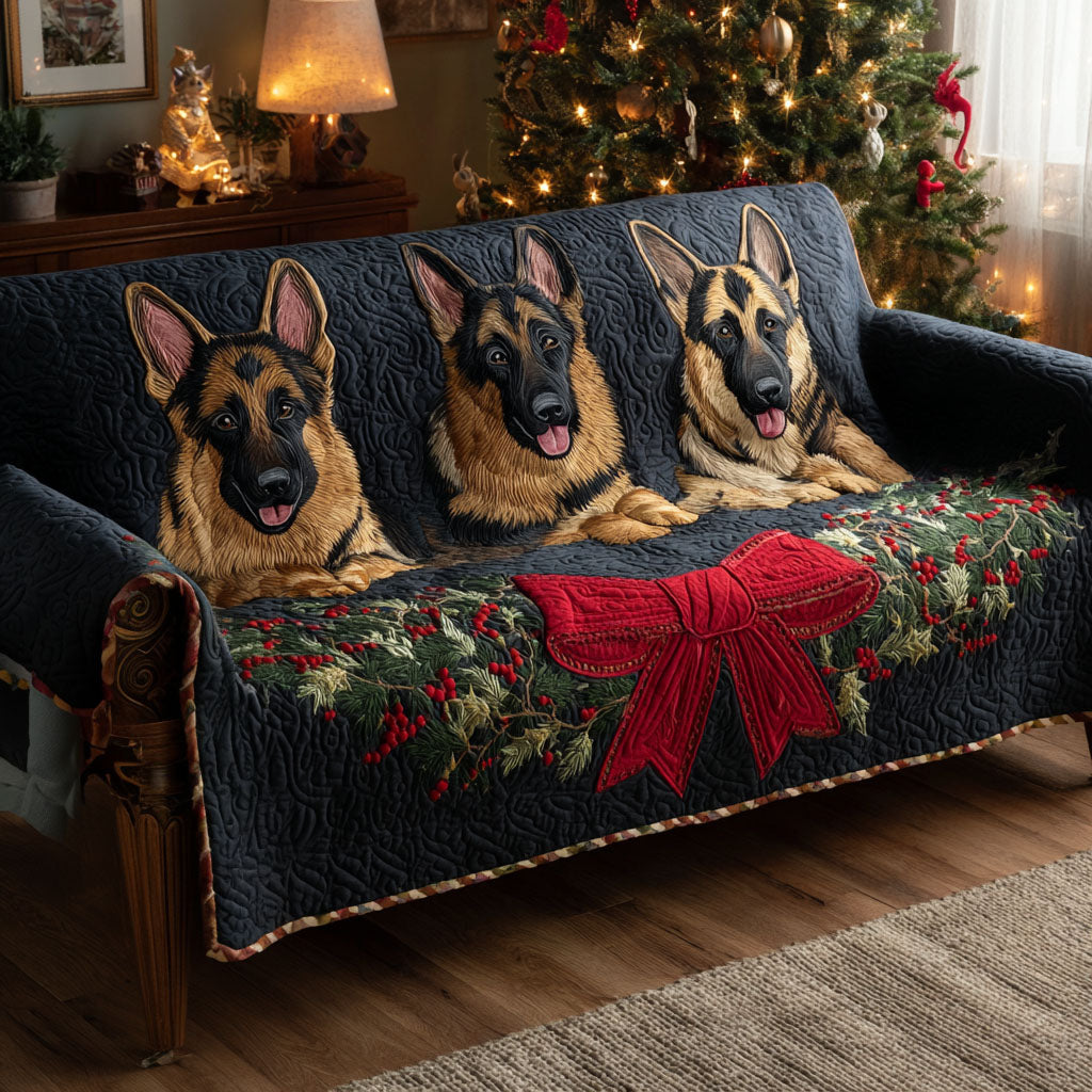 Herder German and Snowflake Winter Quilted Sofa Cover
