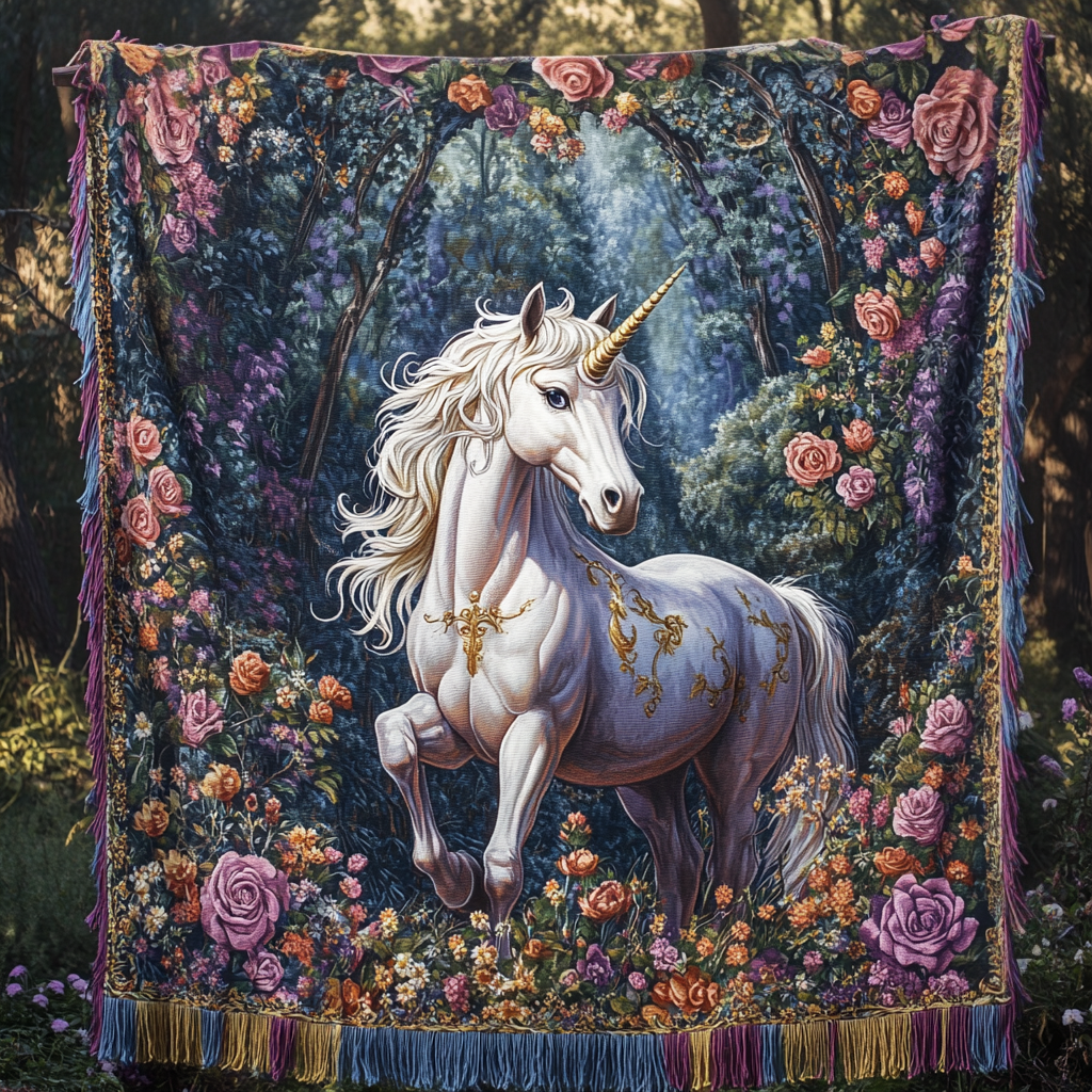 Unicorn in Moonlight Quilted Throw