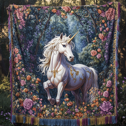 Unicorn in Moonlight Quilted Throw