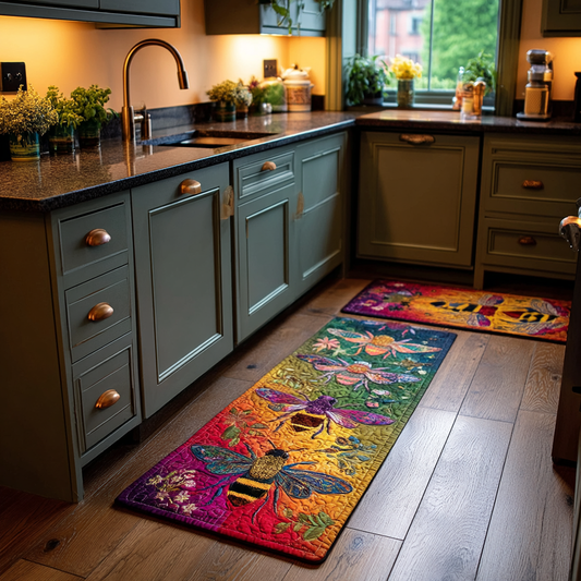 Bees and Flowers 2-Piece Kitchen Mat Set
