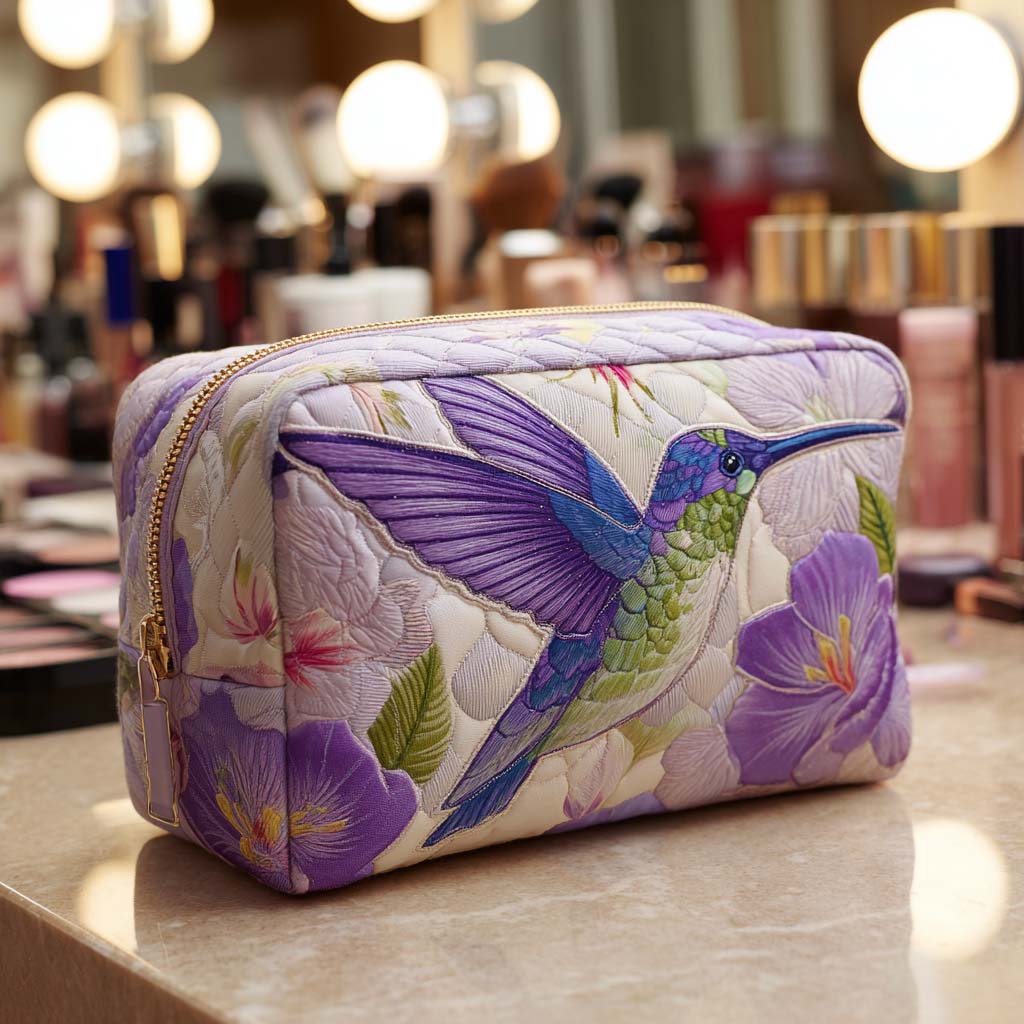 Embroidered Flowers Quilted Toiletry Bag – Jessica