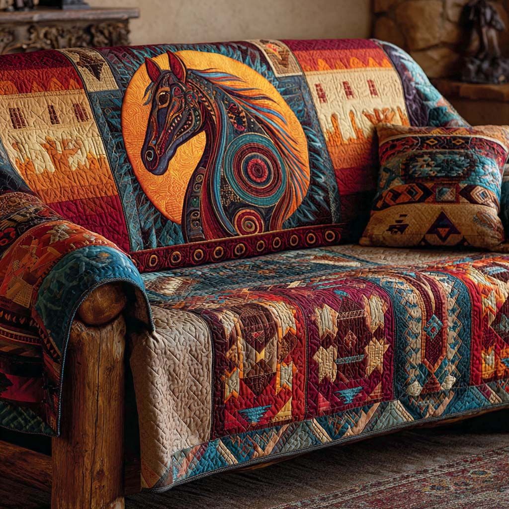 Horse of the Canyon Quilted Sofa Cover