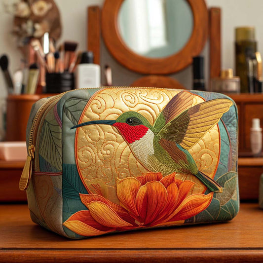 Golden Pattern Quilted Toiletry Bag