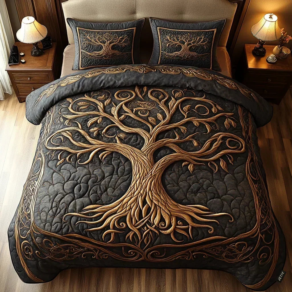 Tree of Life Quilted Bedding Set - Design 1