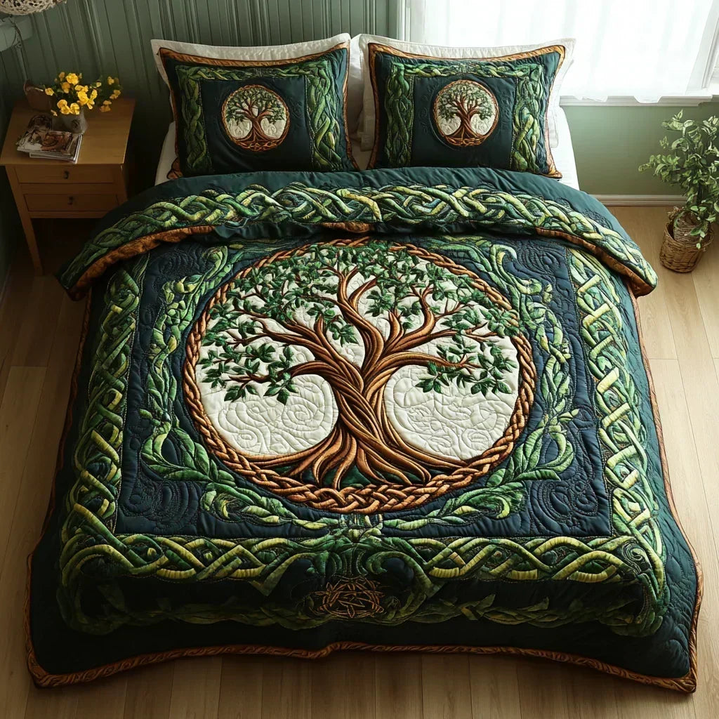 Tree of Life Quilted Bedding Set - Design 2