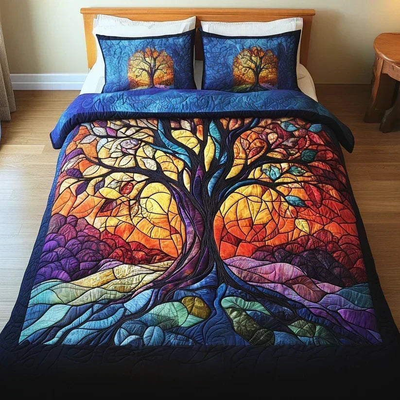 Tree of Life Quilted Bedding Set - Design 3