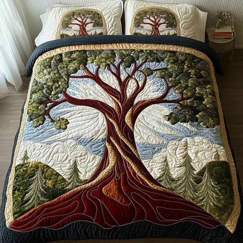 Tree of Life Quilted Bedding Set - Design 4