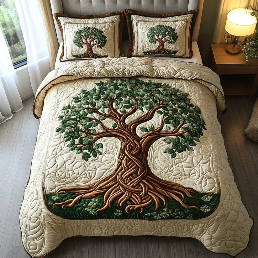 Tree of Life Quilted Bedding Set - Design 5