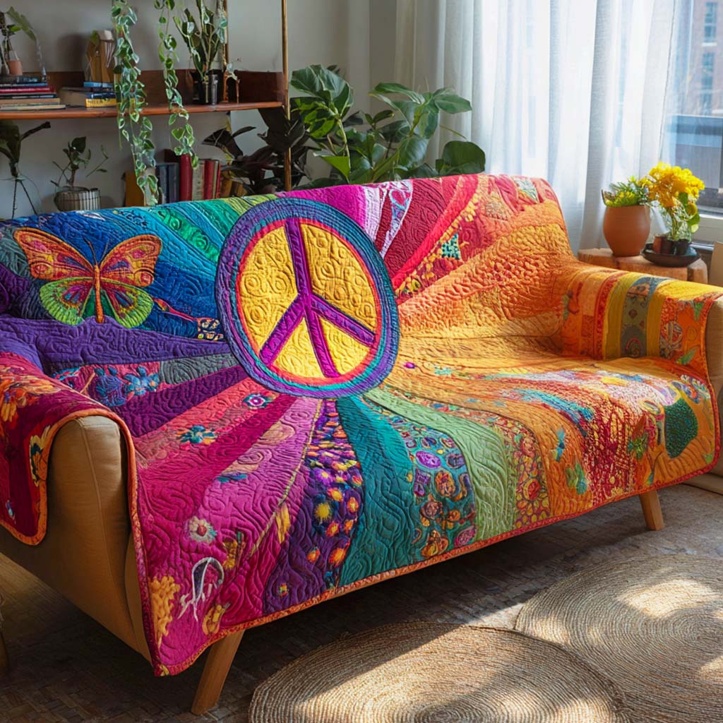 Garden Rainbow Quilted Sofa Cover